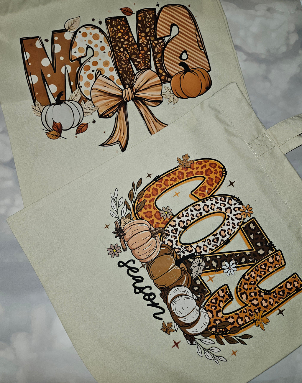 Autumn Tote Bag. Bag. Cozy. Mama. Reuse. Sustainable. Recycle. Pumpkin. Shopping.