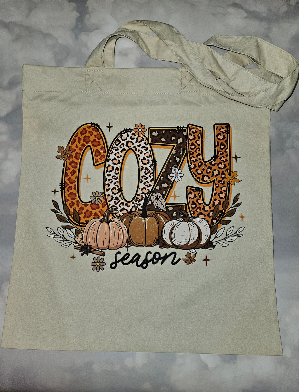 Autumn Tote Bag. Bag. Cozy. Mama. Reuse. Sustainable. Recycle. Pumpkin. Shopping.