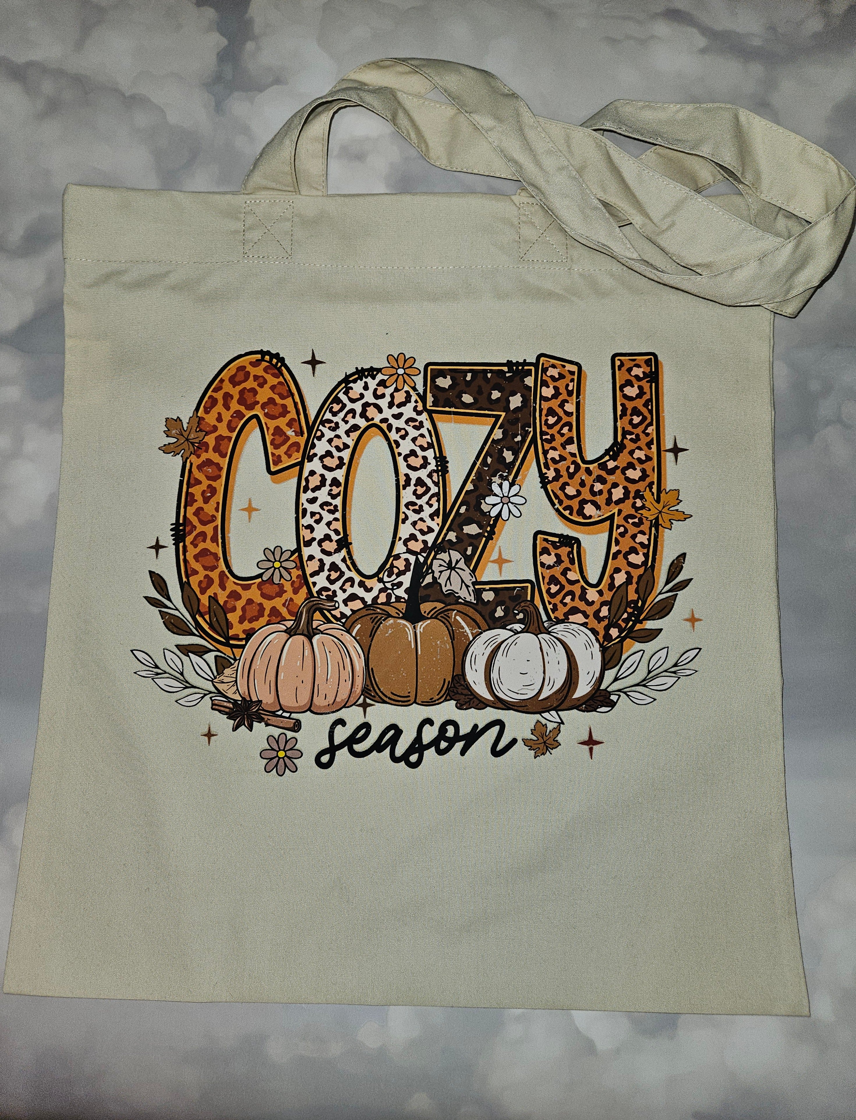 Autumn Tote Bag. Bag. Cozy. Mama. Reuse. Sustainable. Recycle. Pumpkin. Shopping.