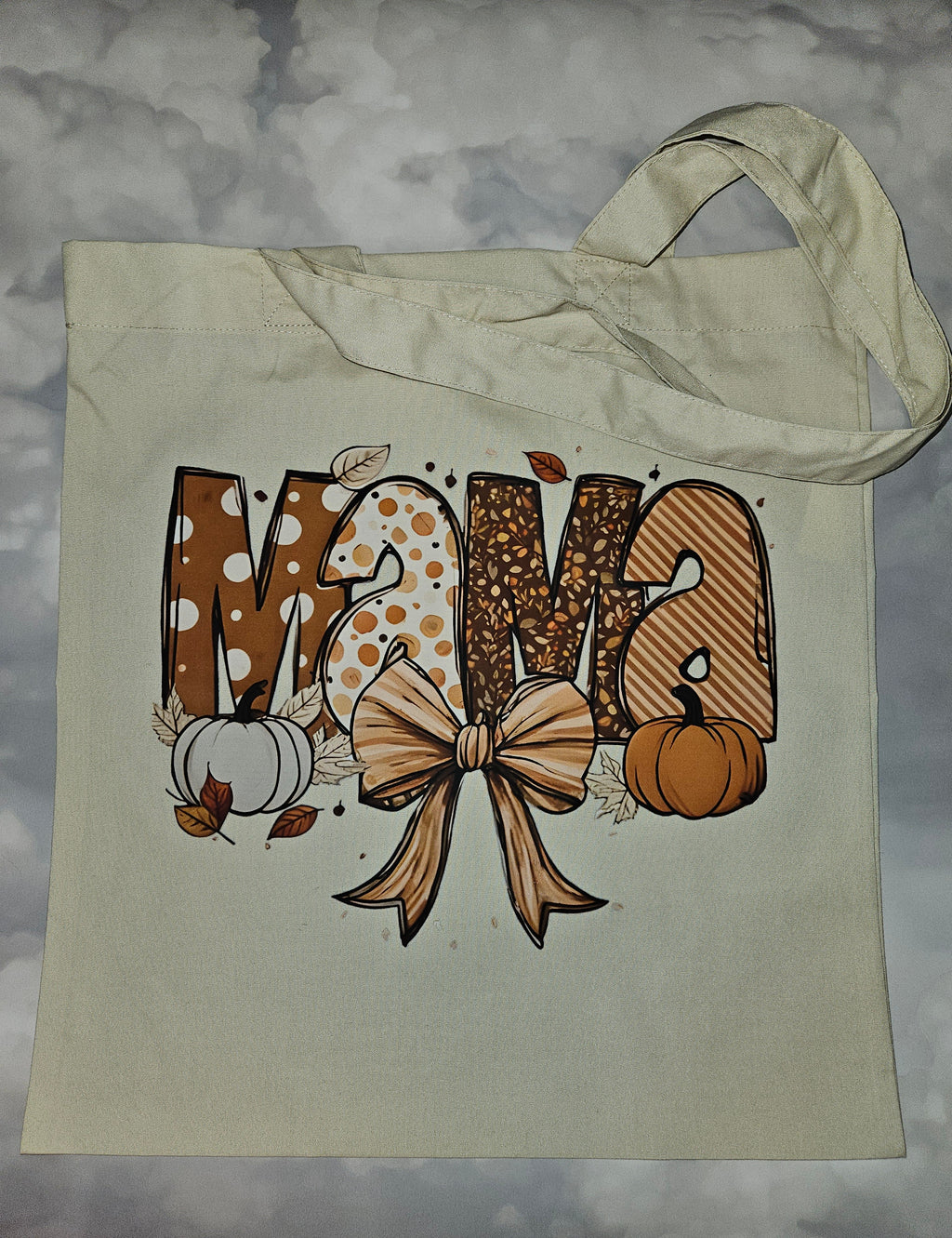 Autumn Tote Bag. Bag. Cozy. Mama. Reuse. Sustainable. Recycle. Pumpkin. Shopping.