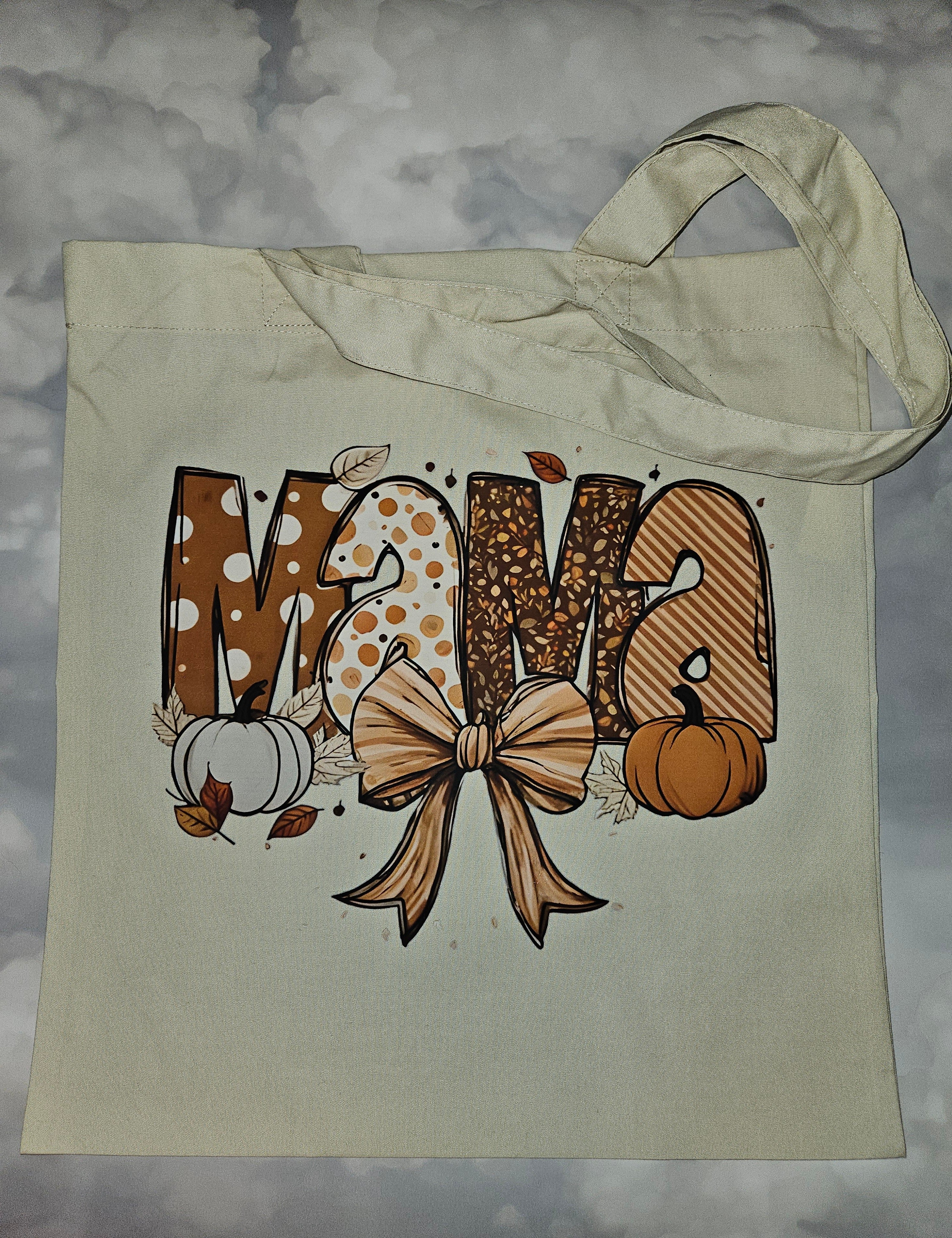 Autumn Tote Bag. Bag. Cozy. Mama. Reuse. Sustainable. Recycle. Pumpkin. Shopping.