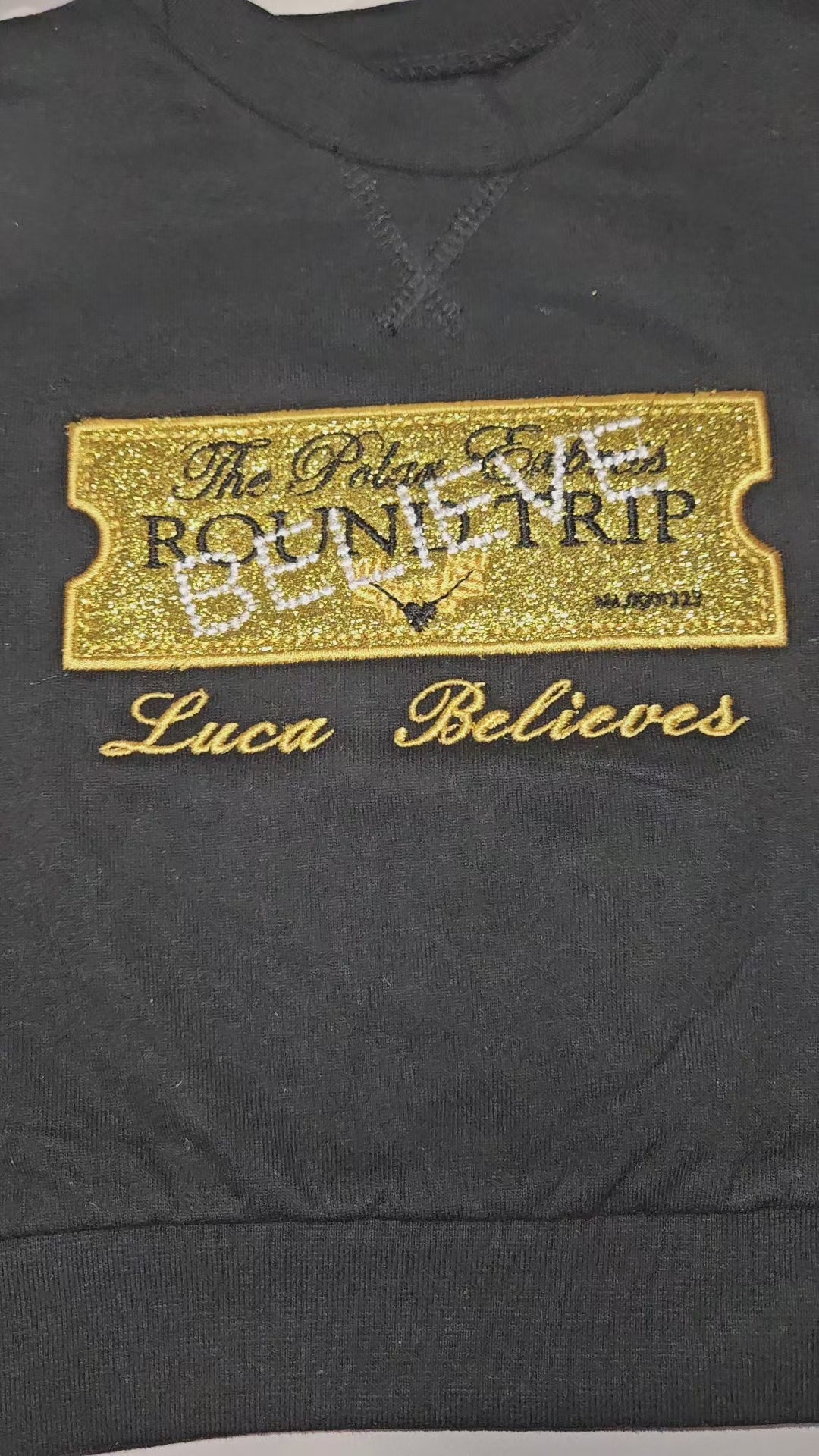 Personalized Polar Express Christmas Jumper: Glittery Golden Ticket Sweatshirt