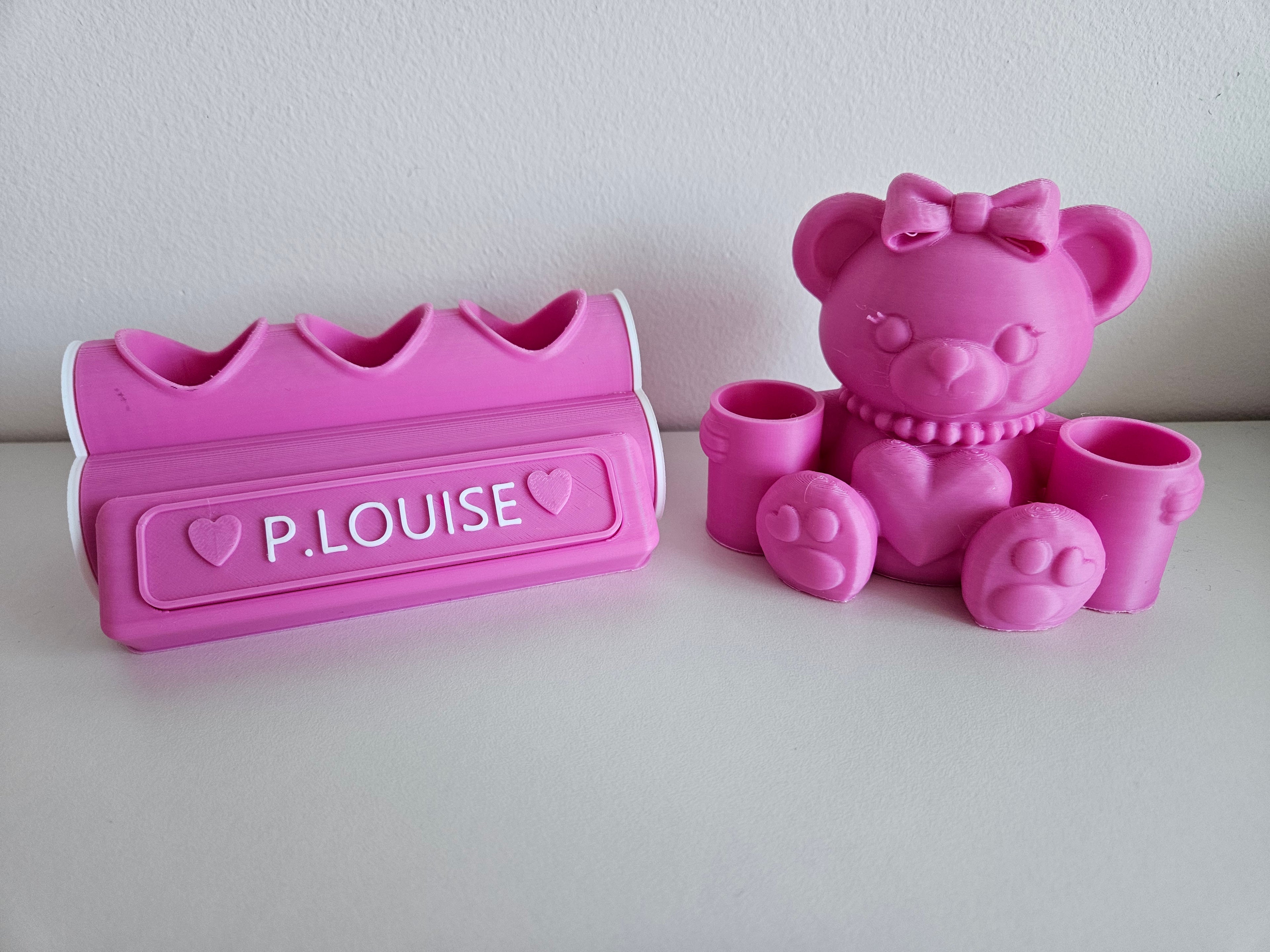 Personalised PLouise Gloss Holder Set | Teddy & Heart Makeup Organiser