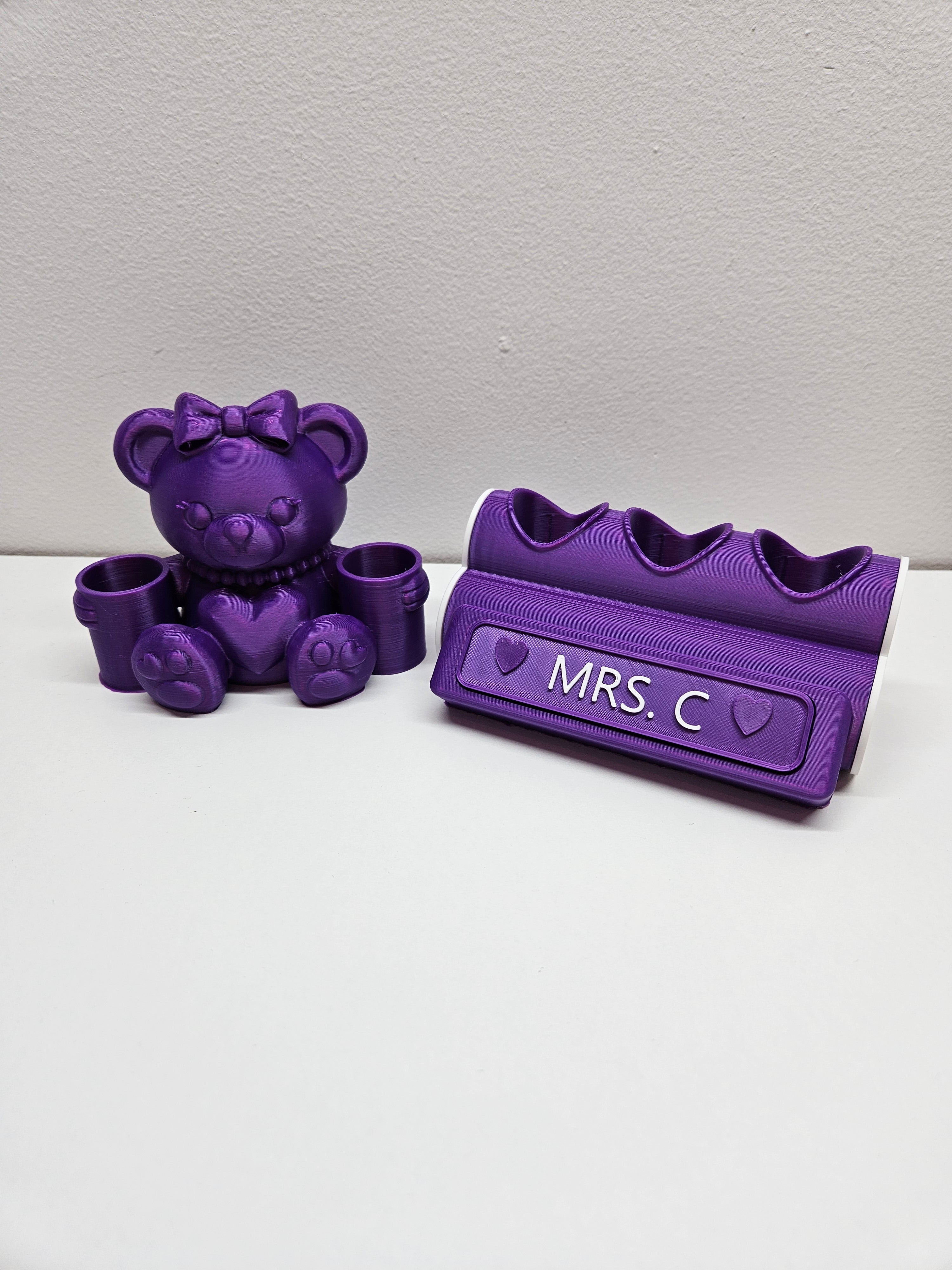 Personalised PLouise Gloss Holder Set | Teddy & Heart Makeup Organiser